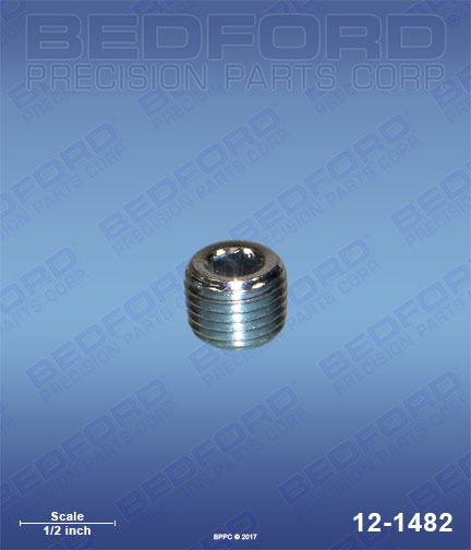 Bedford 12-1482 replaces  100-721 / Graco 100721 Plug, 1/4" NPT, socket hex head for  Graco Outlet Filter Assemblies
