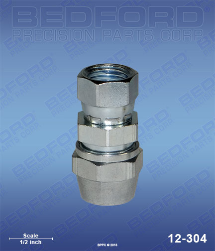 Bedford 12-304 replaces  72-1303 / Binks 721303 1/4" NPS(f) swivel for  Re-Usable Hose Connectors