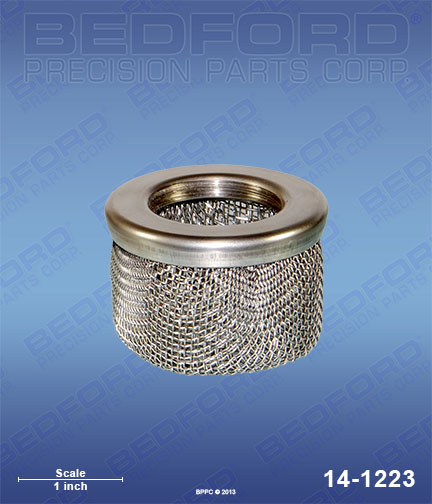 Bedford 14-1223 replaces  181-072 / Airlessco 181072 Inlet Filter, 1" NPT(f), 16 mesh, stainless steel, double screen for  Inlet Filters / Strainers