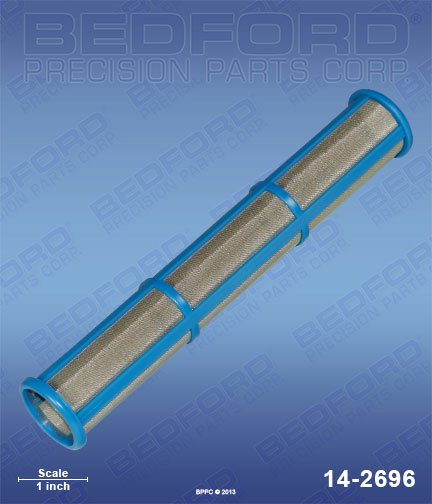 Bedford 14-2696 replaces Graco 244-068 / Graco 244068 Outlet Filter Element, 100 Mesh, long blue plastic frame for Graco HydraMax 350
