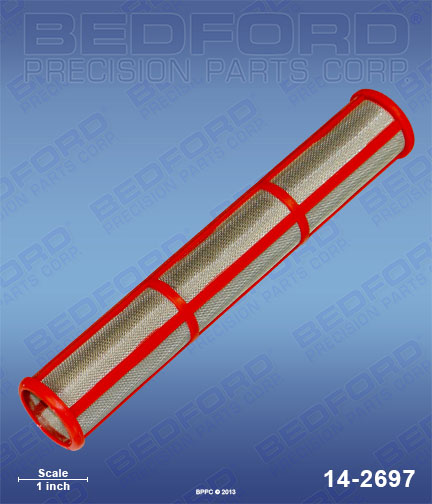 Bedford 14-2697 replaces Graco 244-069 / Graco 244069 Outlet Filter Element, 200 mesh, long red plastic frame for Graco Mark V