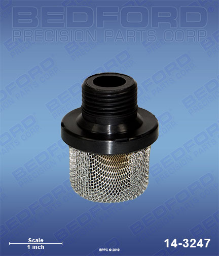 Bedford 14-3247 replaces Graco 195-697 / Graco 195697 Inlet Filter, 3/4" GH thread, 16 mesh, nylon cap, single screen for Graco 150 RPX