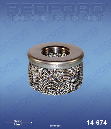 Bedford 14-674 replaces Binks 41-10094 / Binks 4110094 Inlet Filter, 3/4" NPT(f), 16 mesh, stainless steel, double screen for Binks Wasp