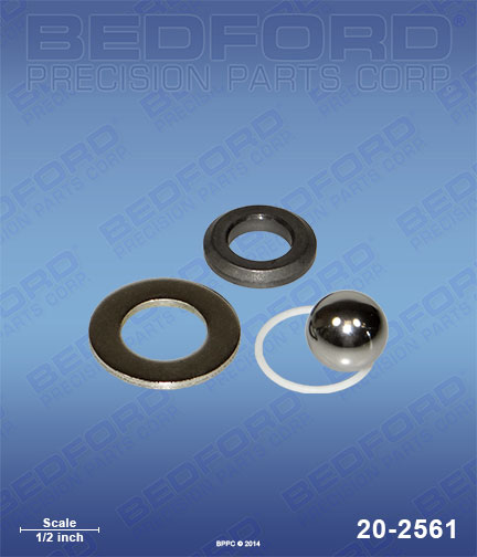 Bedford 20-2561 replaces Graco 243-190 / Graco 243190 Intake Seat Kit (includes seat, o-ring, spacer & ball) for Graco Ultra 695