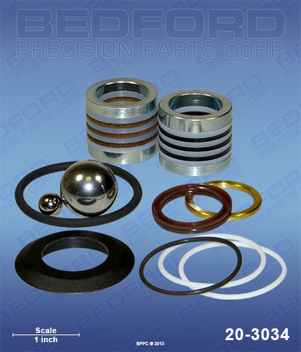 Bedford 20-3034 replaces Graco 288-471 / Graco 288471 Repair Kit, contains leather & polyethylene packings for Graco GH 130