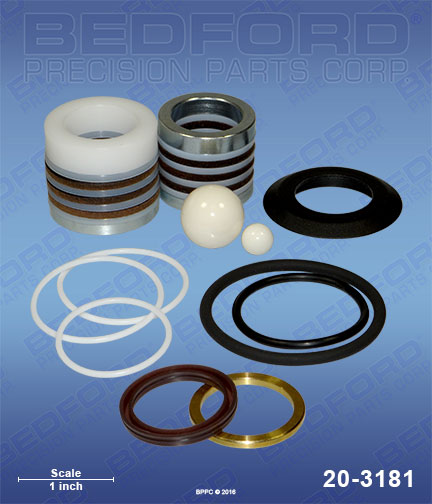 Bedford 20-3181 replaces Graco 244-200 / Graco 244200 Repair Kit with Leather & Polyethylene Packings & Ceramic Balls for Graco Mark V