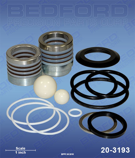 Bedford 20-3193 replaces Graco 16X-431 / Graco 16X431 Repair Kit with leather & polyethylene packings, ceramic balls for Graco GMax II 7900