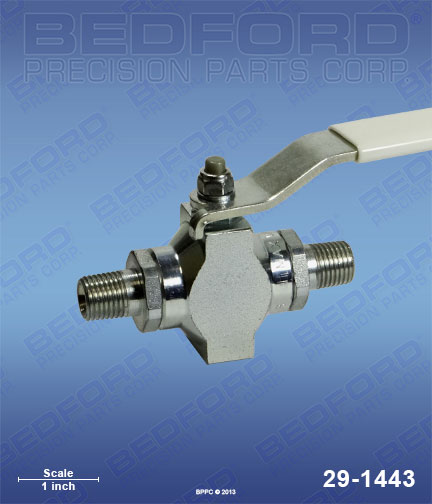 Bedford 29-1443 replaces Graco 214-037 / Graco 214037 5000 PSI Ball Valve - 1/4 NPT(mbe) Teflon Packed for Graco EM 490